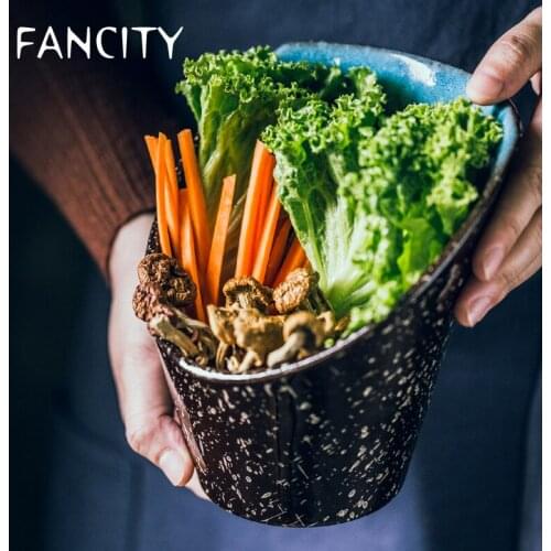 FANCITY Lettuce bowls, buffet creative ceramic bowls, porcelain bowls, restaurant deep bowls
