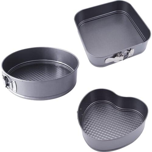 3pcs/set Round/heart/square Cake Baking Pan Carbon Steel Cake Molds Non-Stick Springform Pan Removable Bottom Bakeware