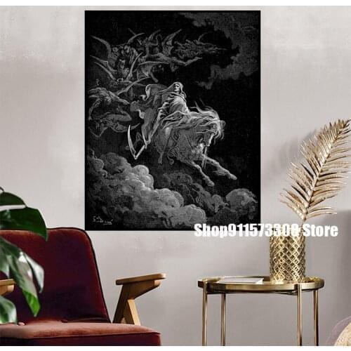 Gustave Dore Death on the Pale Horse Art Print Poster grandes para pared oil paintings canvas For Home Decor Wall Art