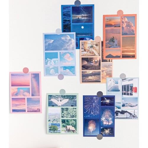 JIANWU 2 Pcs Floating World Series Sticker Aesthetic Landscape Decorative Ablum Diary Scrapbooking Stickers Stationery Supplies