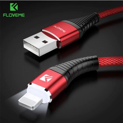 FLOVEME LED Light Micro USB Cable For Samsung Xiaomi 2.1A Fast Quick Charing Cord Wire Glow Braid Data Cable USB Type C Cabo