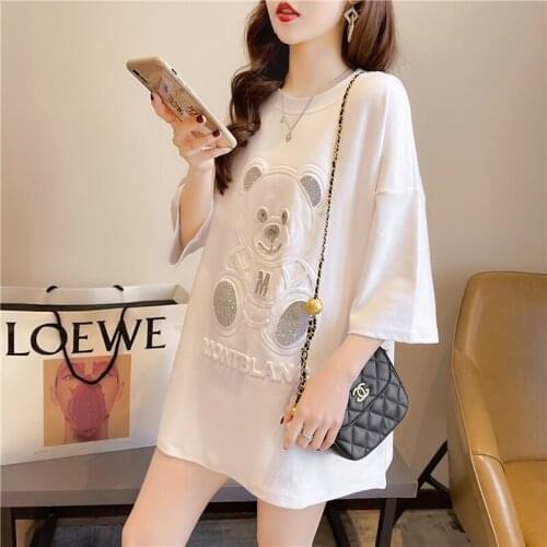 K1119# Maternity Clothes Summer O Neck Cotton T Shirt Short Sleeves Loose Stylish Tops Pregnant Women Mom Dress