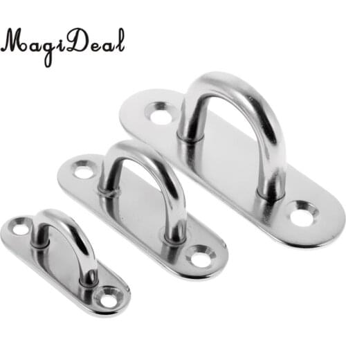 MagiDeal High Duty 316 Stainless Steel Oblong Pad Eye Plate Stape 5mm 6mm 8mm Eye Hook for Marine Boat Handlery Applications