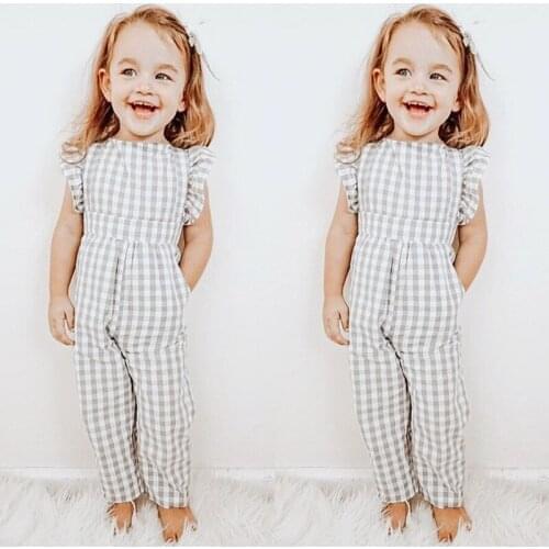 Toddler Kid Baby Girl Rompers Plaid Sleeveless Romper Jumpsuit Playsuit Sunsuit Clothes Summer Outfits