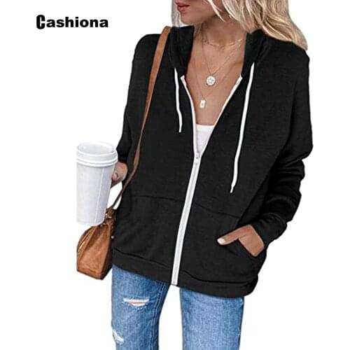 Cashiona Trendy 2020 Women Hoodie Sweatshirts New Autumn Long Sleeve Black Gray Tops Clothing Plus size Femme Casual Sweatshirt