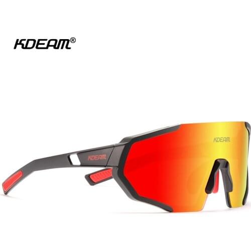 KDEAM Oversized Sports Sunglasses for Men Polarized Big Frame Mirror Goggle Cool One Piece Fashion Shades With Free Box