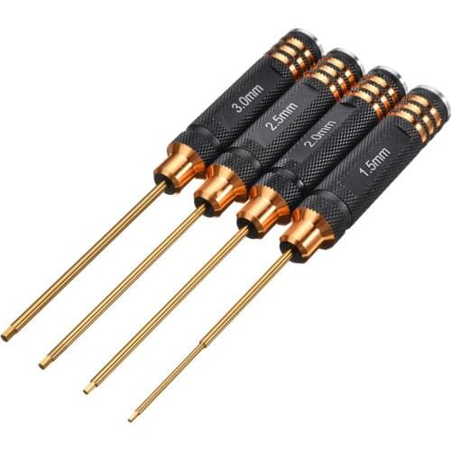 4Pcs Titanium Hex Screw Driver 1.5 2.0 2.5 3.0mm Screwdriver Set For RC Helicopter RC Toys Repair Install Tools