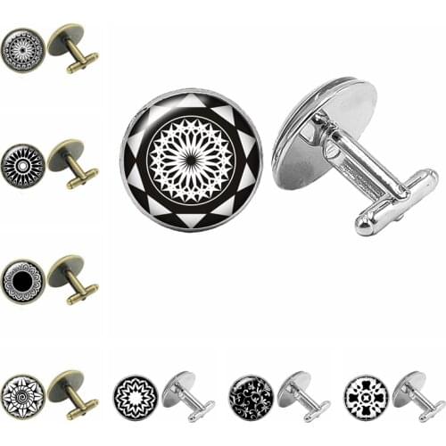 2020 New National Kaleidoscope Badge / Bronze Cufflinks Gothic Glass Convex Mens Cufflinks Mens Gift Jewellery