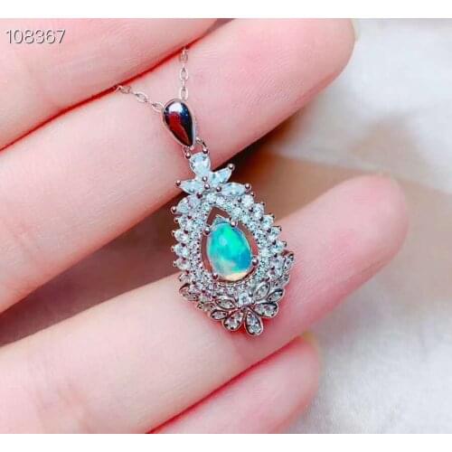 Opal Pendant Natural Real Opla necklace pendant S925 sterling silver Natural real opal