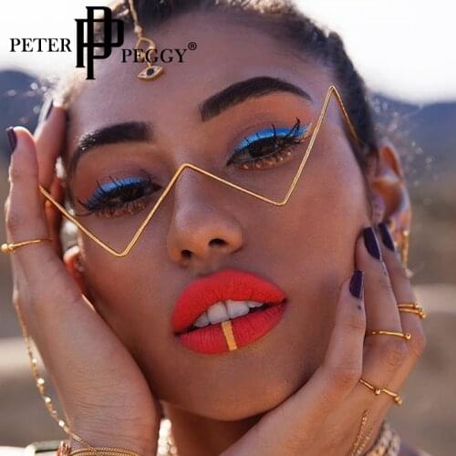 Luxury Fashion Diamond eyeglasses Alloy Frame for Women green and Red Pink Gem Lensless Chain Pendant Half Frame glasses