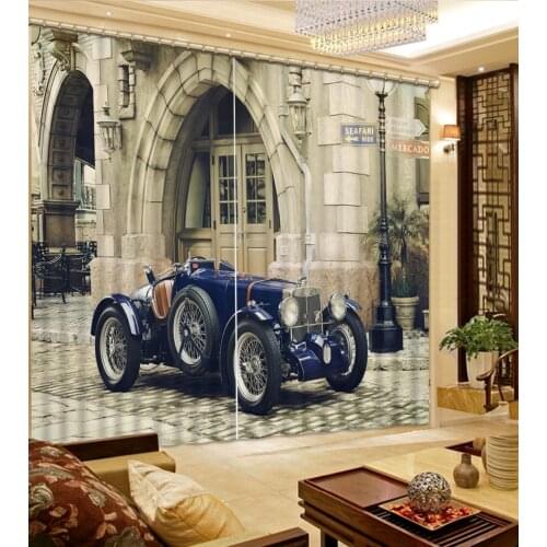 Custom 3d curtains classic cars 3d curtain living room window curtain blackout curtains for the bedroom kitchen short