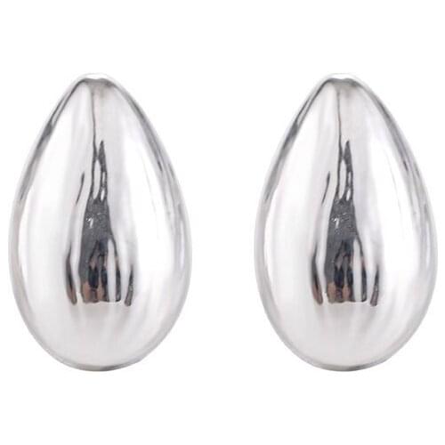 Simple Style Drop-Shaped Faceted Geometric Designed Silver Plated Stud Earrings For Women