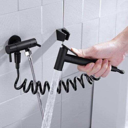 Handheld Protabel Bidet Toilet Shattaf Hand Bidet Sprayer with Spray Bracket Holder and Telephone Hose Stainless Steel Hose