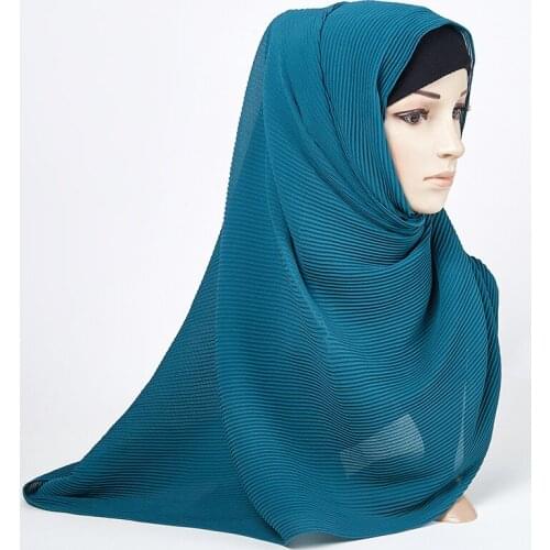 2020 Crinkle Bubble Chiffon Hijab Scarf Women Plain Head Scarf Shawls and Wraps Hijabs Muslim Scarves Turban Foulard Femme
