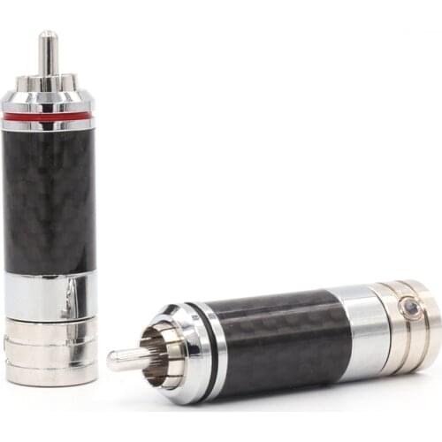YTER rhodium plated Carbon Fiber audio rca plug RCA cable Connector plug terminal jack