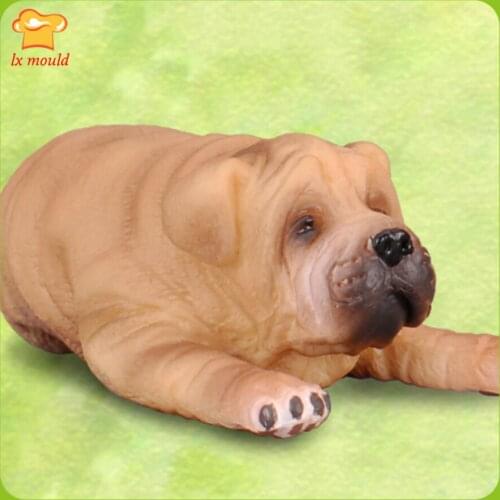 LXYY New Side-lying Shar Pei Silicone Molds Puppy Mousse Cake Baking Tools Dog Chocolate Soap Candle Mould