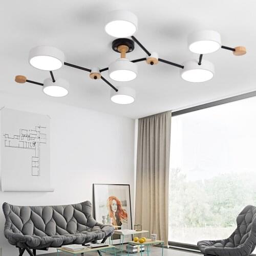 Nordic ceiling light Modern Designer 220V wood ceiling lamp With Gray Metal Lampshade For Living Room White Home suspension lamp