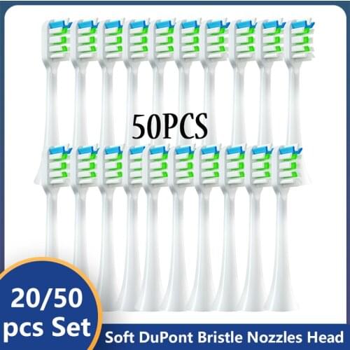 20-50pcs Replacement Brush Heads for SOOCAS X3/X3U/X5 Replacement Heads Sonic Electric ToothBrush Soft DuPont Clean Brush Nozzle