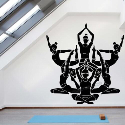 Yoga Studio Wall Decal Yoga Training Mat Shirt Pants Harmony Balance Sport Relax Namaste Wall Sticker Vinyl Yoga Room Decor C960