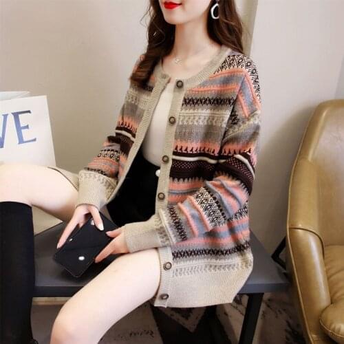 Vintage Casual Loose Cardigan Sweater Woman 2020 WomenS Sweater Kawaii Ulzzang Female Korean Harajuku Clothing For Women AA5567