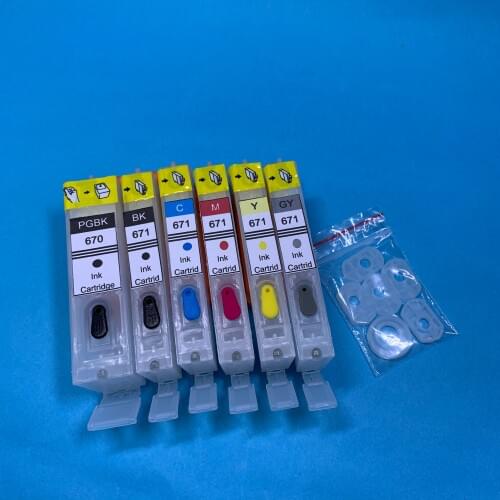 YOTAT 6pcs PGI-670XL Empty refillable ink cartridge PGI-670 CLI-671 PGI670 for Canon PIXMA MG7760 MG7765 MG7766 printer