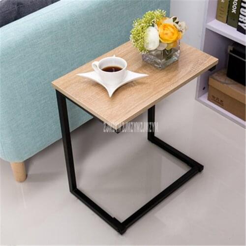 Modern European Bedside Tea Table Square Wood Desktop Iron Leg Living Room Bedroom Corner Sofa Side Simple Small Coffee Table