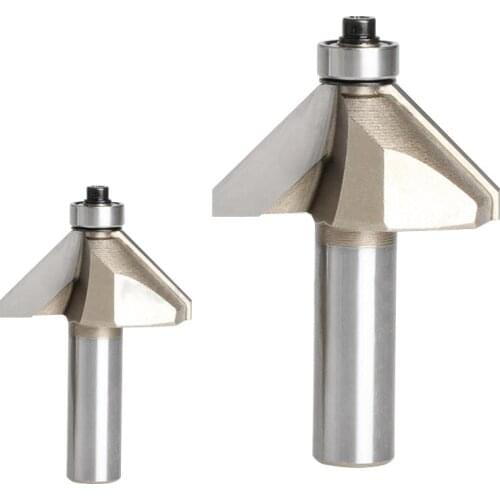 1pc Woodworking 45 degrees 1/2*1-1/4 milling cutter with bearing trimming blades knife gong Woodworking Machine cutting tools