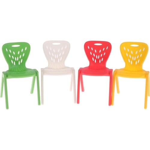 1 Pc Multi-Color Plastic 1/12 Scale Dollhouse Miniature Dining Furniture Chair Exquisite Collection for Dolls