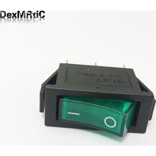 10pcs 28*10.5mm Latching Rocker Switch Power Switch 3 Pins With Light 15A 250V KCD4-101