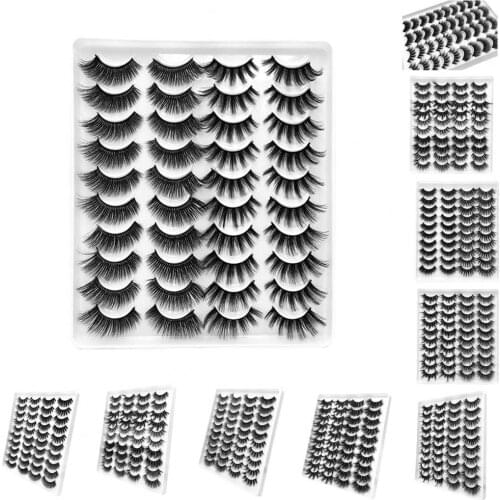 20Pairs/Set 3D Effect False Eyelash Lash Extension Fiber Natural False Eyelash Dramatic Long Wispy Lash for Beauty