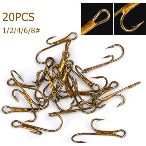 20pcs/Lot Fishing Hooks High Carbon Steel Fishing Double Hook 2# 4# 6# 8# 1# Worm Lure Barbed Crank Hook Pike