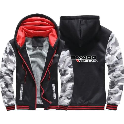 2021 Winter Mans Sea Doo Seadoo Moto Logo Hoodies Plus Velvet Thickening Casual Comfortable Sweatshirts Zipper Casual Jacket Coa