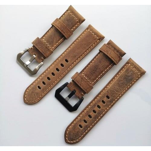 24mm Brown High quality strap vintage leather man universal strap accessory Relojes Hombre wrist strap Replace for Panerai 111