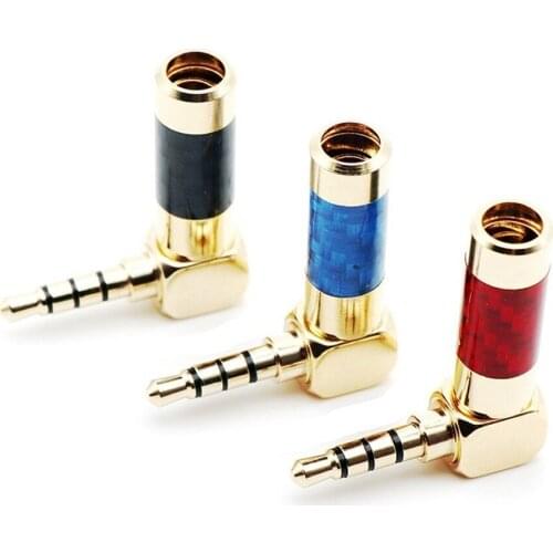 3.5mm Plug Audio Jack 4 Poles Earphone Splice Adapter Stereo HiFi Headphone 90 Degree Bend Soldering Line Wire Connector