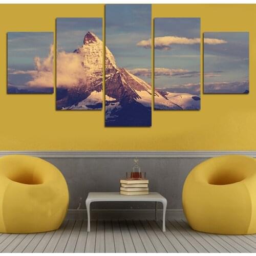 5 Panels Modern Landscape Home The Family Decor Mountains Clouds Print Poster Painting On Canvas Wall Art Picture Gift Unframed
