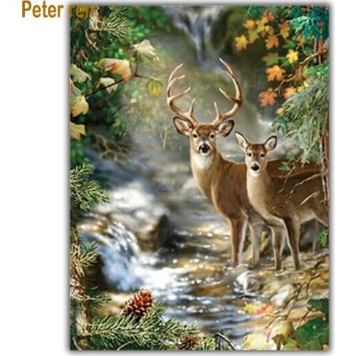 Diamond painting cross stitch 5d Square\Round diamond mosaic Living room bedroom Full Diamond embroidery Two little deer streams