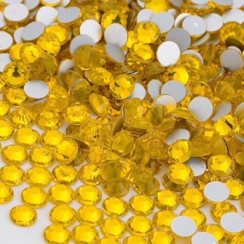 Jewelry making Beads 1440pcs Lemon Yellow Crystal Flatback 3D Non HotFix Silver FlatBack Jewelry and Nail Art Decorations