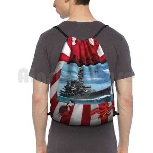 Battleship " Fuso " Backpack Drawstring Bags Gym Bag Waterproof Warships Ships Japan Idea Online Games Armed Forces