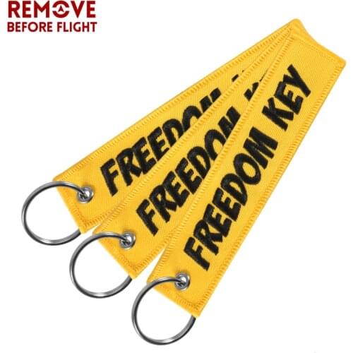 3 PCS Freedom Key Chains for Cars Yellow Embroidery Key Ring Chain for Aviation Gifts Fashion Motorcycle Keychain Jewelry