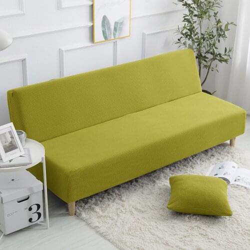 Polar Fleece Fabric Armless Sofa Bed Cover Solid Color Without Armrest Big Elastic Folding Furniture Decoration Bench Covers