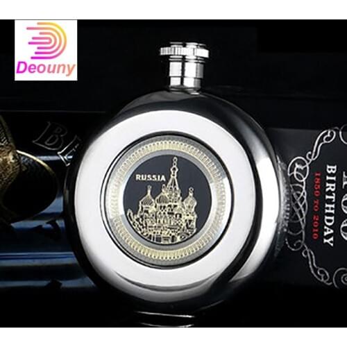 DEOUNY Russia CCCP 5OZ Alcohol Hip Flask High-Grade Wisky Bottle Portable Mini Flagon With Funnel And Cup For a Flask Men Gifts