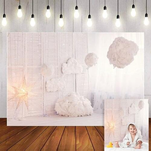 Mehofond Photography Background White Simple Decor House Door Cloud Birthday Party Baby Shower Photophone Backdrop Photo Studio
