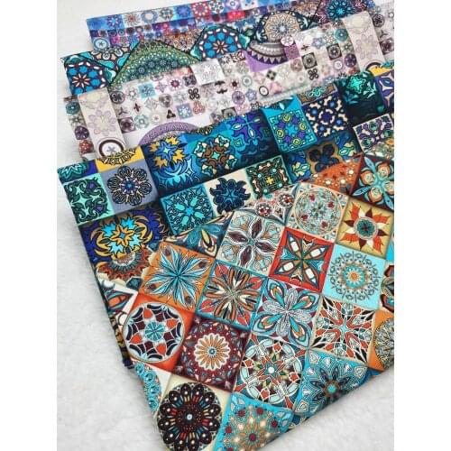 Blue Mystery Block diagram Square Flower Cotton Fabric Africa Style Patchwork Textile Tissue Home Clothing Dress Home Decoration