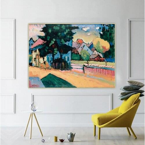 Holover Canvas Oil Painting Wassily Kandinsky"View Of Murnau"Western Art Decor Poster Wall Aesthetic Home Interior Decoration