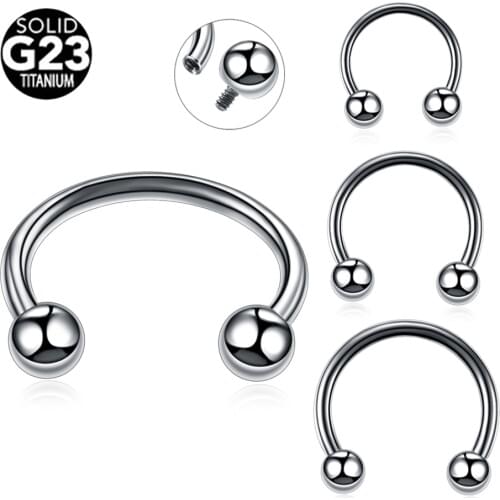 1PC G23 Titanium Inner Thread Horseshoe Piercings Septo Nose Eyebrow Septum Cartilage Helix Captive Hoop Piercing Labret Nariz