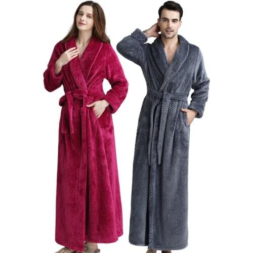 Coral Fleece Autumn Winter Couple Bathrobe Pijama Mujer Male Female Nightwear Daily Casual Lounge Robe домашняя одежда женская