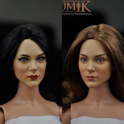KUMIK 1/6 Scale Female Head Sculpture KM16-21A/B Planted Hair Head Carving Fit 12'' Female Action Figure Body In Stock