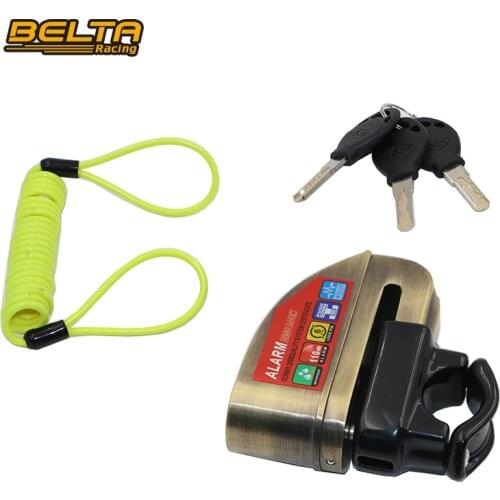 New Adjustable Waterproof Bronze Motorcycle Bicycle Waterproof Disc Alarm Lock With Bracket And Reminder Cable