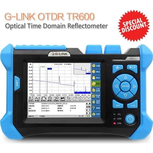 G-LINK OTDR TR600 SingleMode SM Optical Time Domain Reflectometer 1310|1550nm 36|34dB Integrated VFL Touch Screen