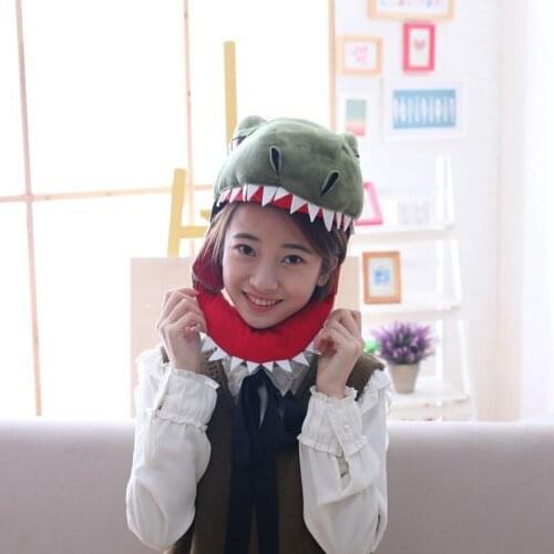 Cartoon Plush Dinosaur Fuzzy Beanie Warm Hat for Adult Women Mens Kids Boys Girls Winter Fluffy Cosplay Costume Festival Gift